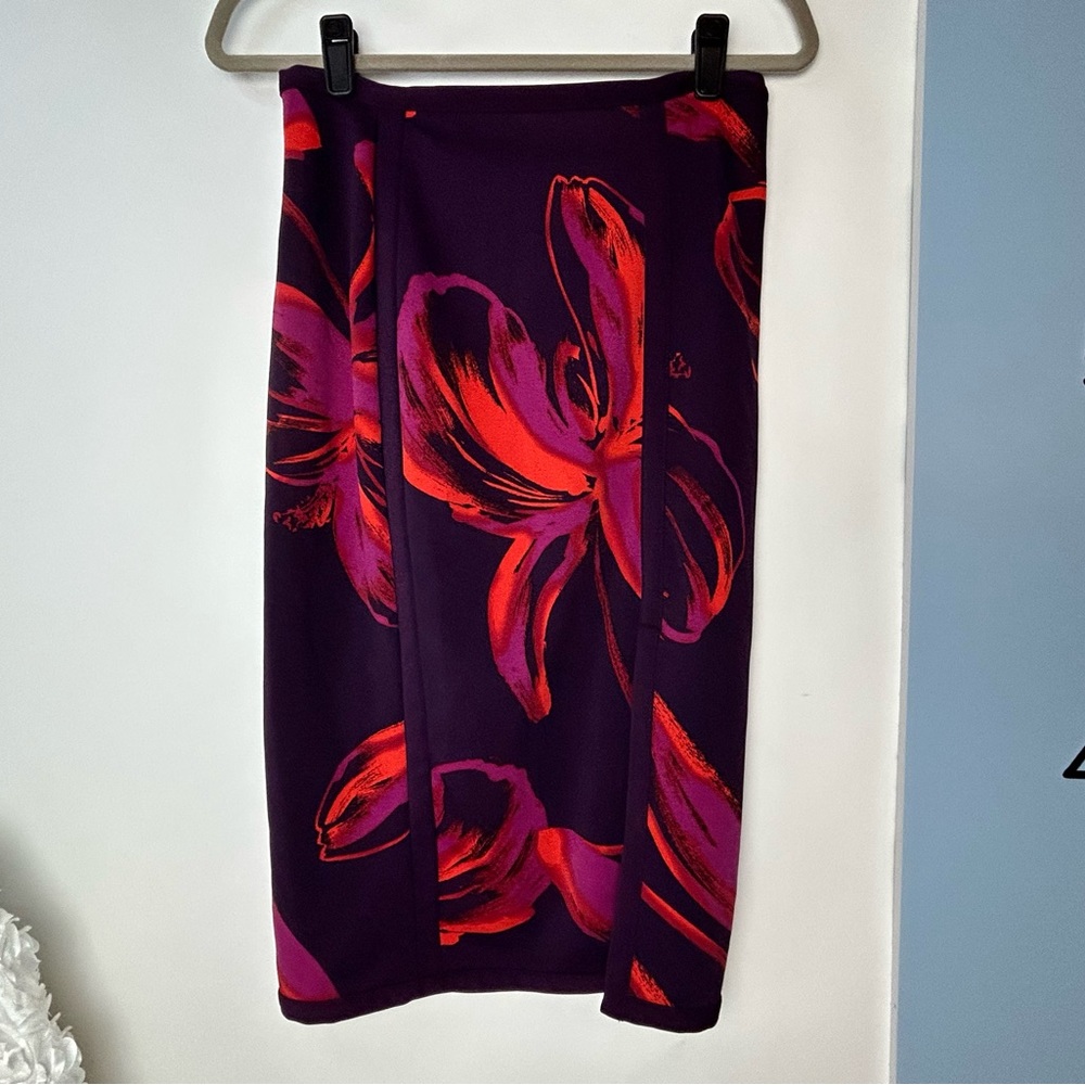 Worthington Red Flame Black Pencil Skirt Women's 4